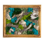 Handcrafted-Blue-and-Green-Custom-Moss-Wall-Art-with-Natural-Birch-in-a-Gold-Antique-Picture-Frame