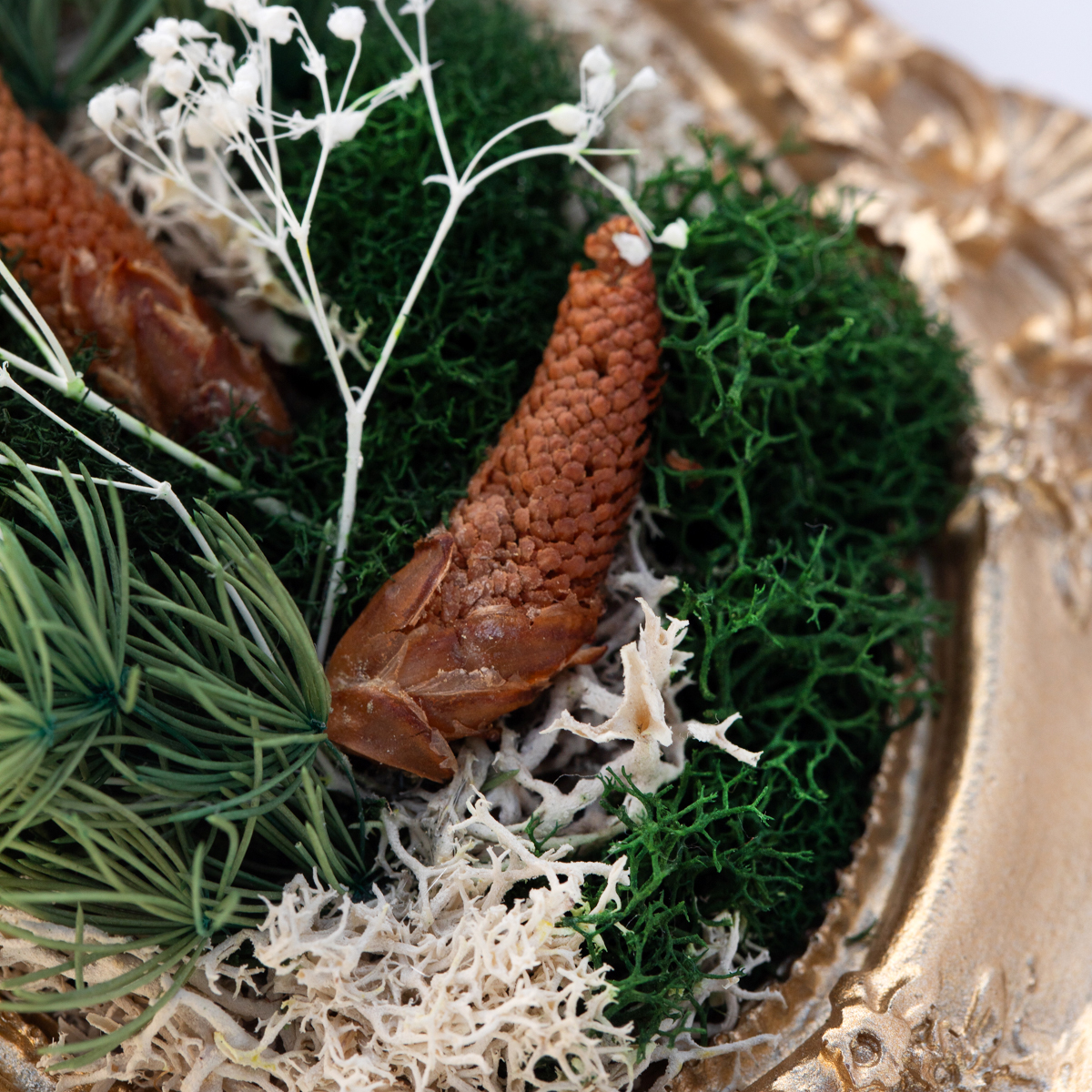 handcrafted mini moss wall art detail