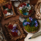 Custom handcrafted mini moss walls in decorative art frames